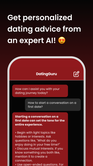 DatingGuru: AI Dating Coach Chat Page Dating Advice Mobile Screenshot